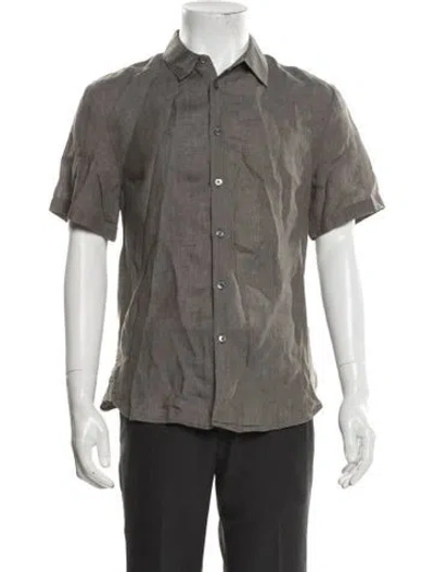 Pre-owned James Perse Linen Short Sleeve Shirt In Grey