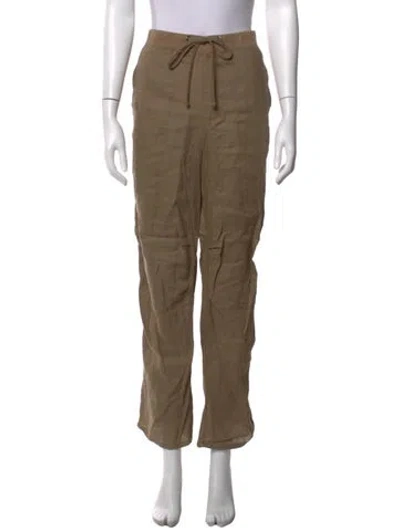 Pre-owned James Perse Linen Straight Leg Pants In Green