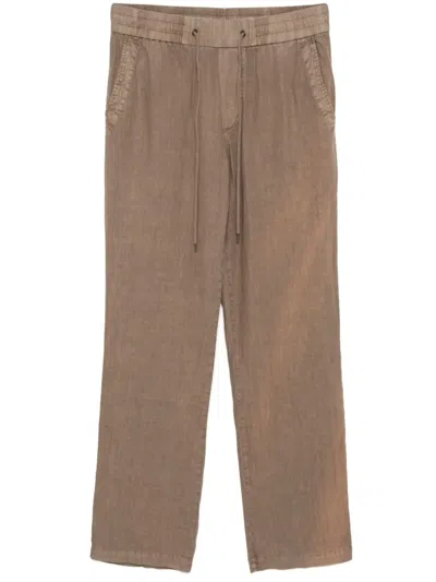James Perse Linen Straight-leg Trousers In 褐色