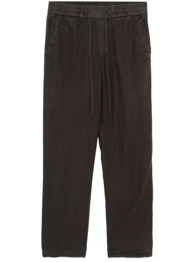 James Perse Linen Straight-leg Trousers In Grey