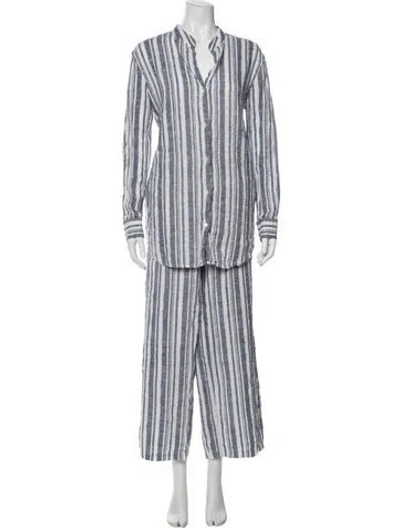 Pre-owned James Perse Linen Striped Pant Set In Multi