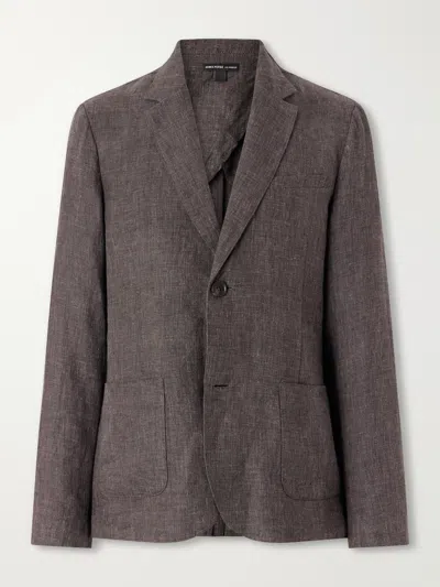 James Perse Linen Suit Jacket In Brown