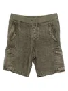 James Perse Linen Textured Cargo Shorts In Green