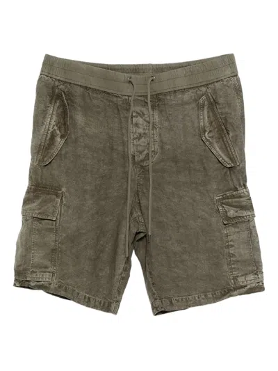 James Perse Linen Textured Cargo Shorts In Green