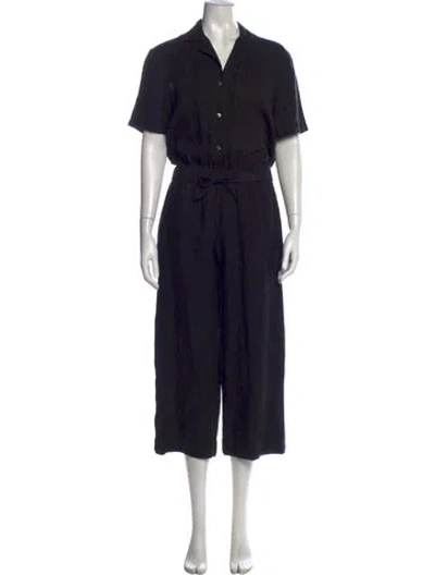 Pre-owned James Perse Linen V-neck Jumpsuit In Black