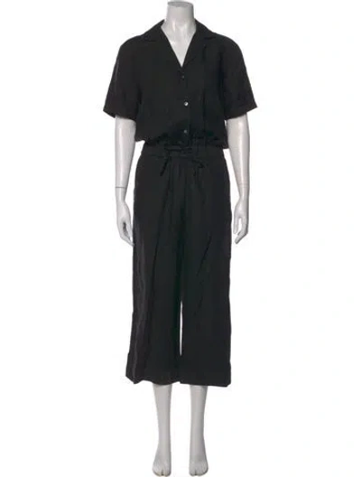 Pre-owned James Perse Linen V-neck Jumpsuit In Black