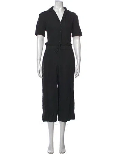 Pre-owned James Perse Linen V-neck Jumpsuit In Black