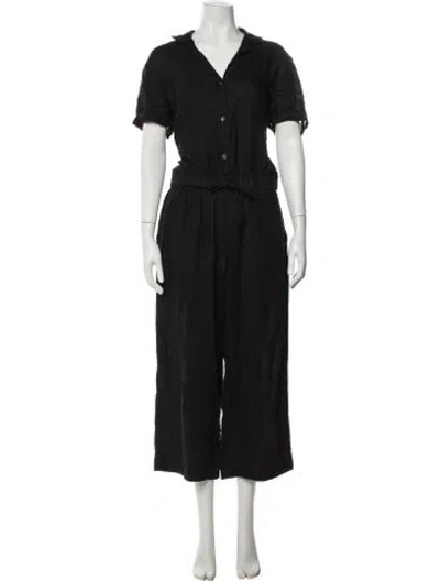 Pre-owned James Perse Linen V-neck Jumpsuit In Black