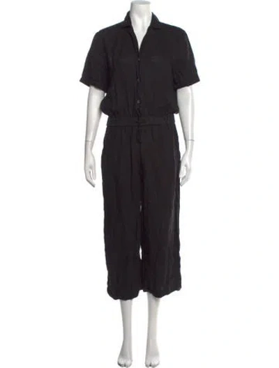 Pre-owned James Perse Linen V-neck Jumpsuit In Black
