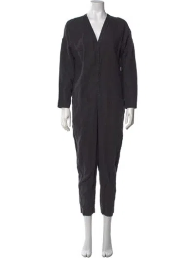 Pre-owned James Perse Linen V-neck Jumpsuit In Blue