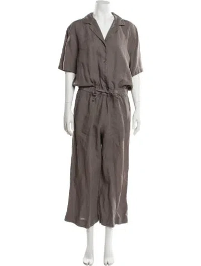 Pre-owned James Perse Linen V-neck Jumpsuit In Gray