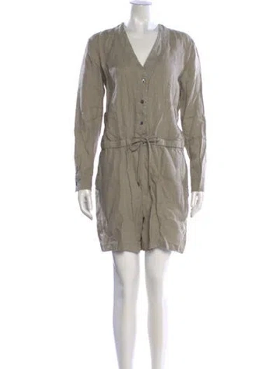 Pre-owned James Perse Linen V-neck Jumpsuit In Gray