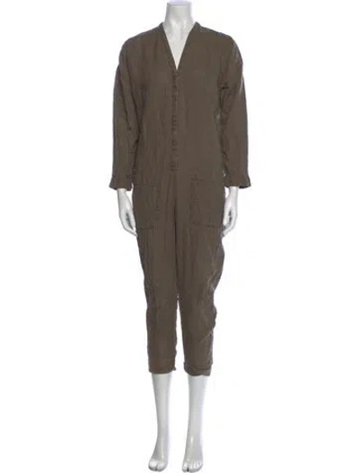 Pre-owned James Perse Linen V-neck Jumpsuit In Neutral