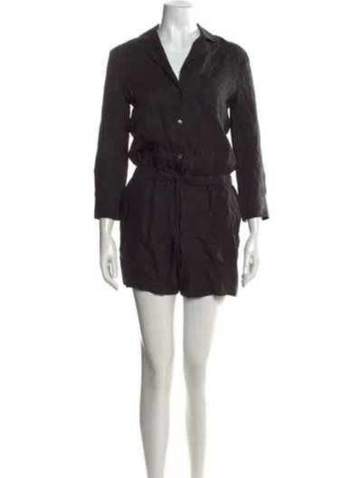Pre-owned James Perse Linen V-neck Romper In Black