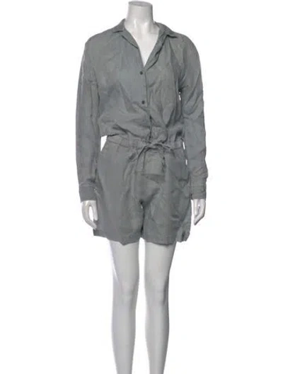 Pre-owned James Perse Linen V-neck Romper In Blue