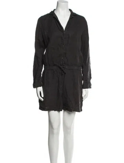 Pre-owned James Perse Linen V-neck Romper In Gray