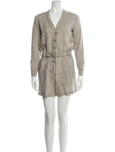 Pre-owned James Perse Linen V-neck Romper In Neutral