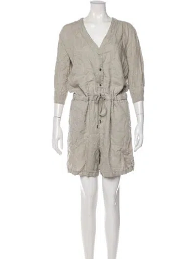 Pre-owned James Perse Linen V-neck Romper In Neutral