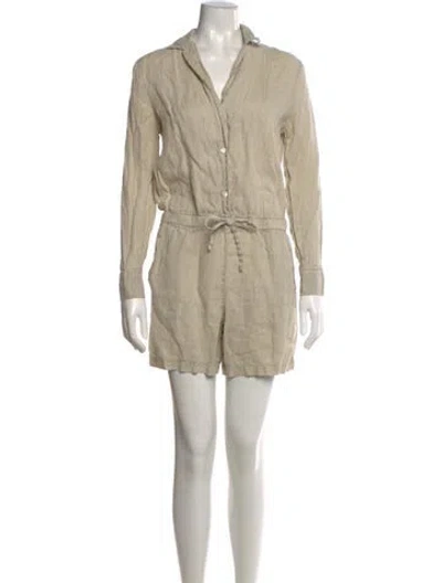 Pre-owned James Perse Linen V-neck Romper In Neutrals