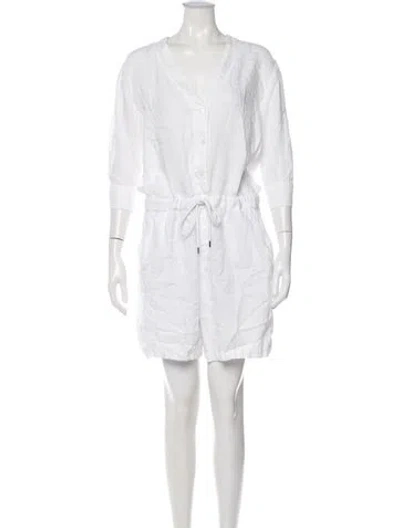 Pre-owned James Perse Linen V-neck Romper In White
