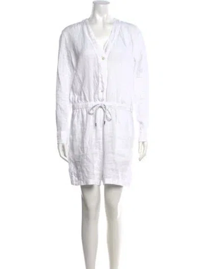 Pre-owned James Perse Linen V-neck Romper In White