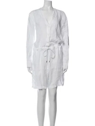 Pre-owned James Perse Linen V-neck Romper In White