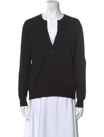 Pre-owned James Perse Linen V-neck Sweater In Black