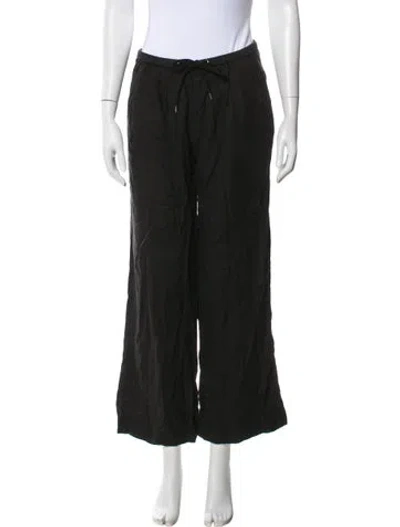 Pre-owned James Perse Linen Wide Leg Pants In Black