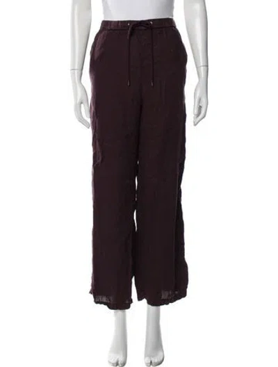 Pre-owned James Perse Linen Wide Leg Pants In Burgundy