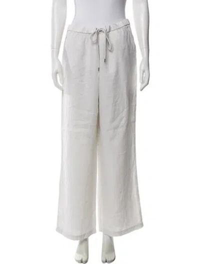 Pre-owned James Perse Linen Wide Leg Pants In White