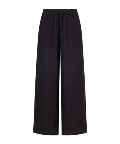 James Perse Linen Wide-leg Pants In Black