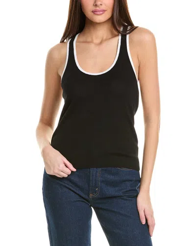 James Perse Linen-blend Rib Tank In Black