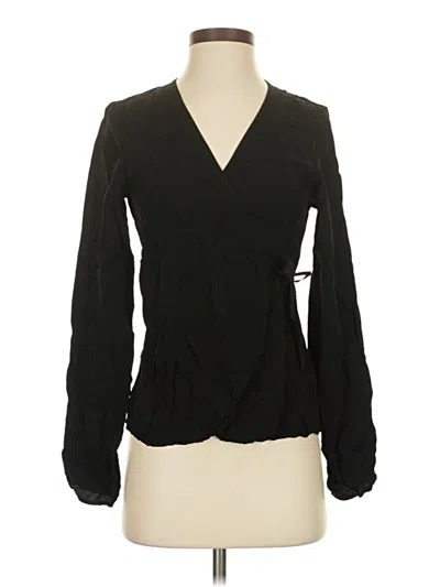 Pre-owned James Perse Long Sleeve Blouse In Black