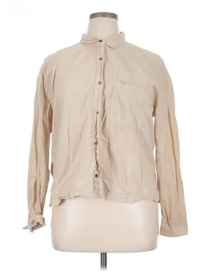 Pre-owned James Perse Long Sleeve Button Down Shirt In Tan