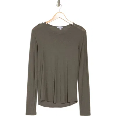 James Perse Long Sleeve Cotton Modal Blend Crew Neck T-shirt In Jungle