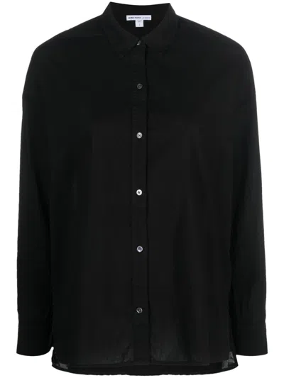 James Perse Long-sleeve Cotton Shirt In Black