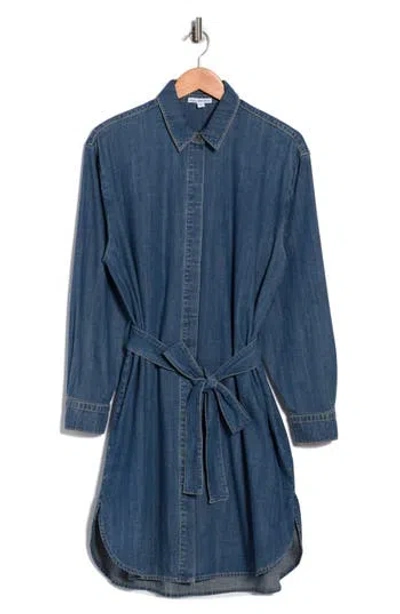 James Perse Long Sleeve Denim Shirtdress In Blue
