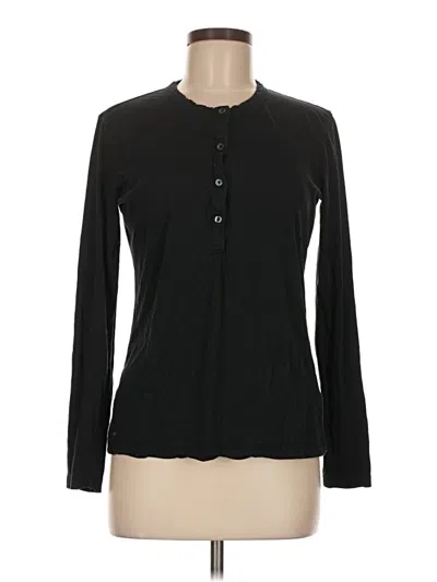 Pre-owned James Perse Long Sleeve Henley Shirt In Black