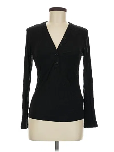 Pre-owned James Perse Long Sleeve Henley Shirt In Black