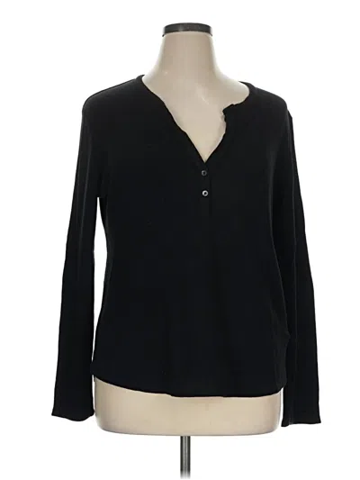 Pre-owned James Perse Long Sleeve Henley Shirt In Black