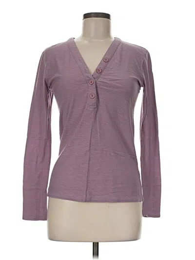 Pre-owned James Perse Long Sleeve Henley Shirt In Purple