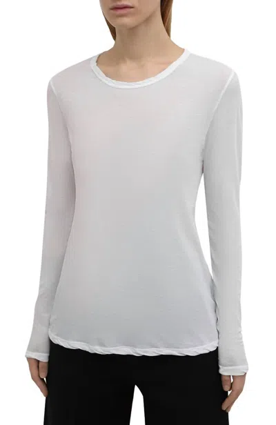 James Perse Long Sleeve Jersey Top In White