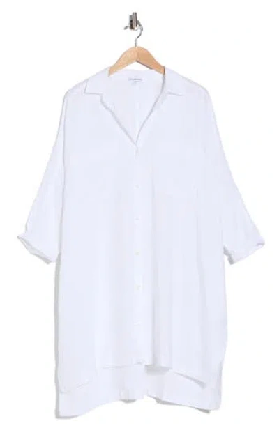 James Perse Long Sleeve Linen Shirtdress In White