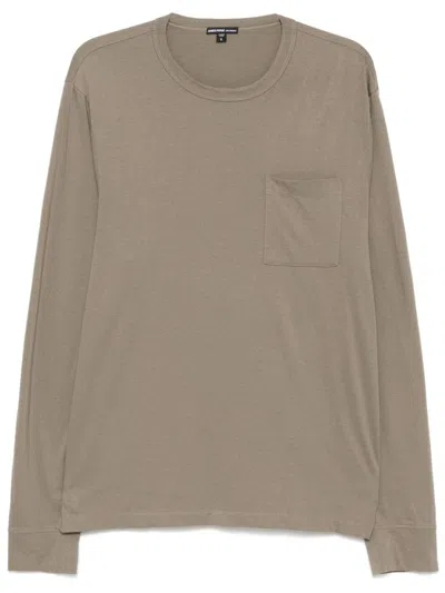 James Perse Long Sleeve Pocket T-shirt In Grey