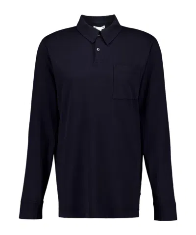James Perse Long Sleeve Polo Shirt In Blue