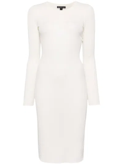James Perse Long-sleeve Ribbed-knit Midi Dress In Neutrals