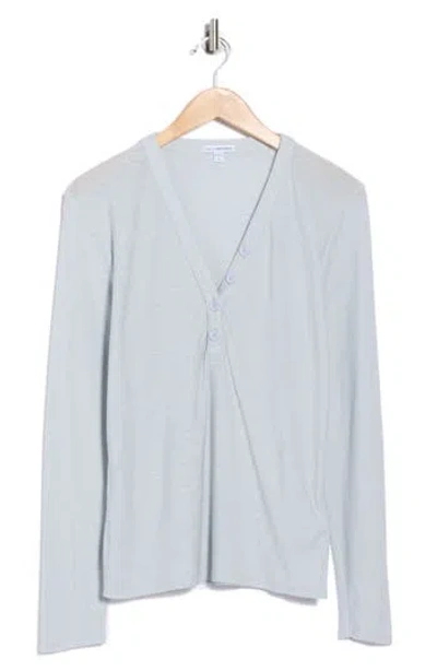 James Perse Long Sleeve Slub Jersey Henley In White