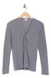James Perse Long Sleeve Slub Jersey Henley In Gray
