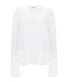 James Perse Crepe Jersey Oversized Long Sleeve Crew In White
