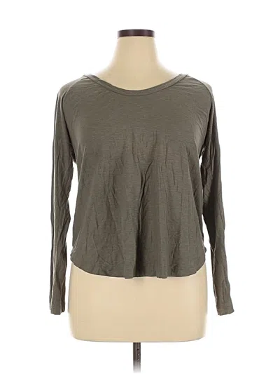 Pre-owned James Perse Long Sleeve Top Green Scoop Neck Tops